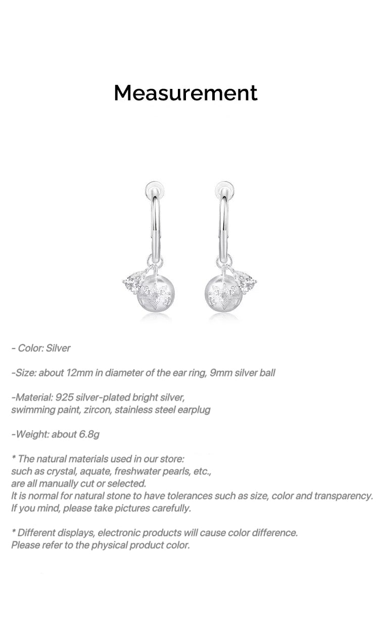 Silver ball winter pendant earrings
