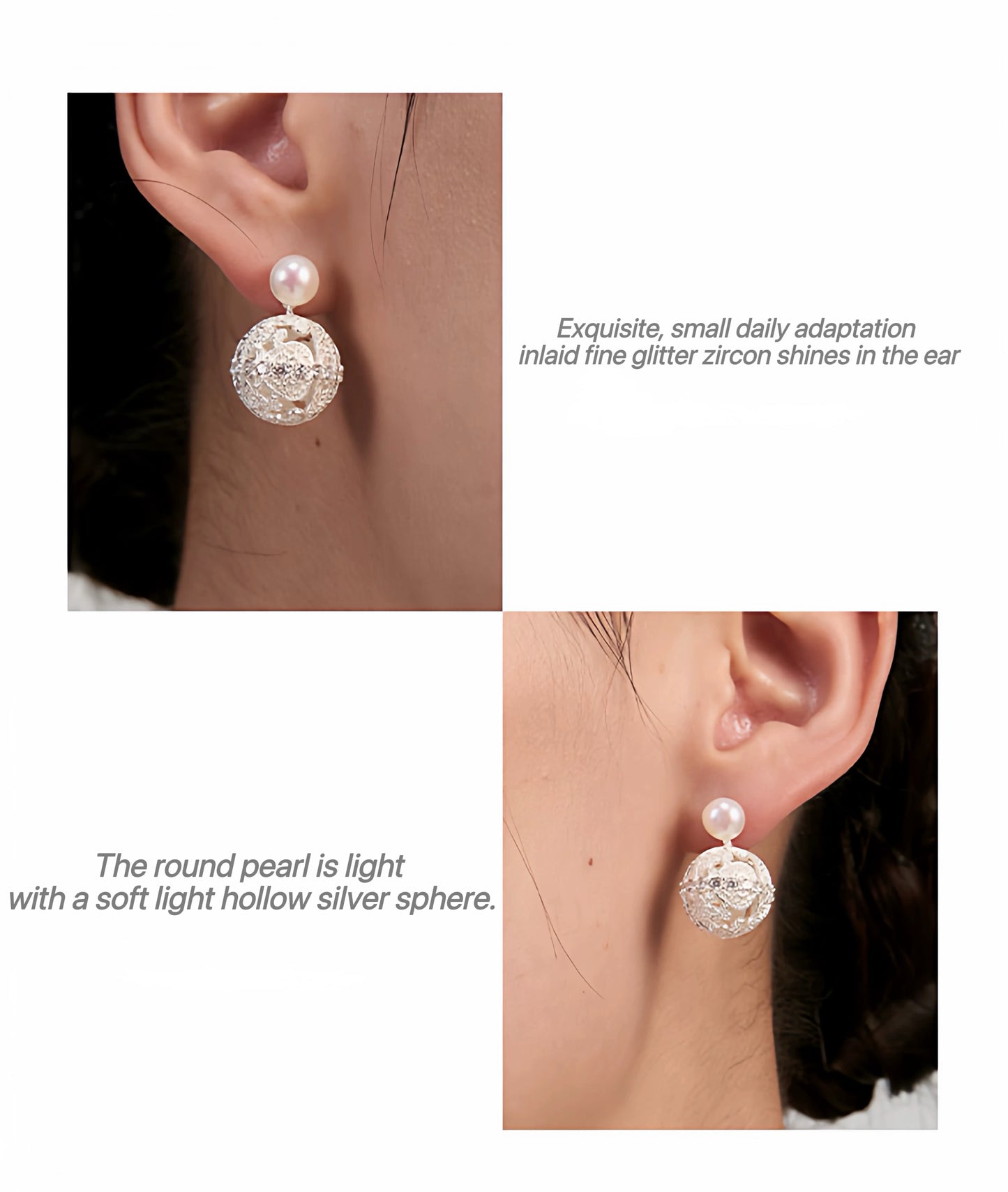 Dense-patterned pearl earrings