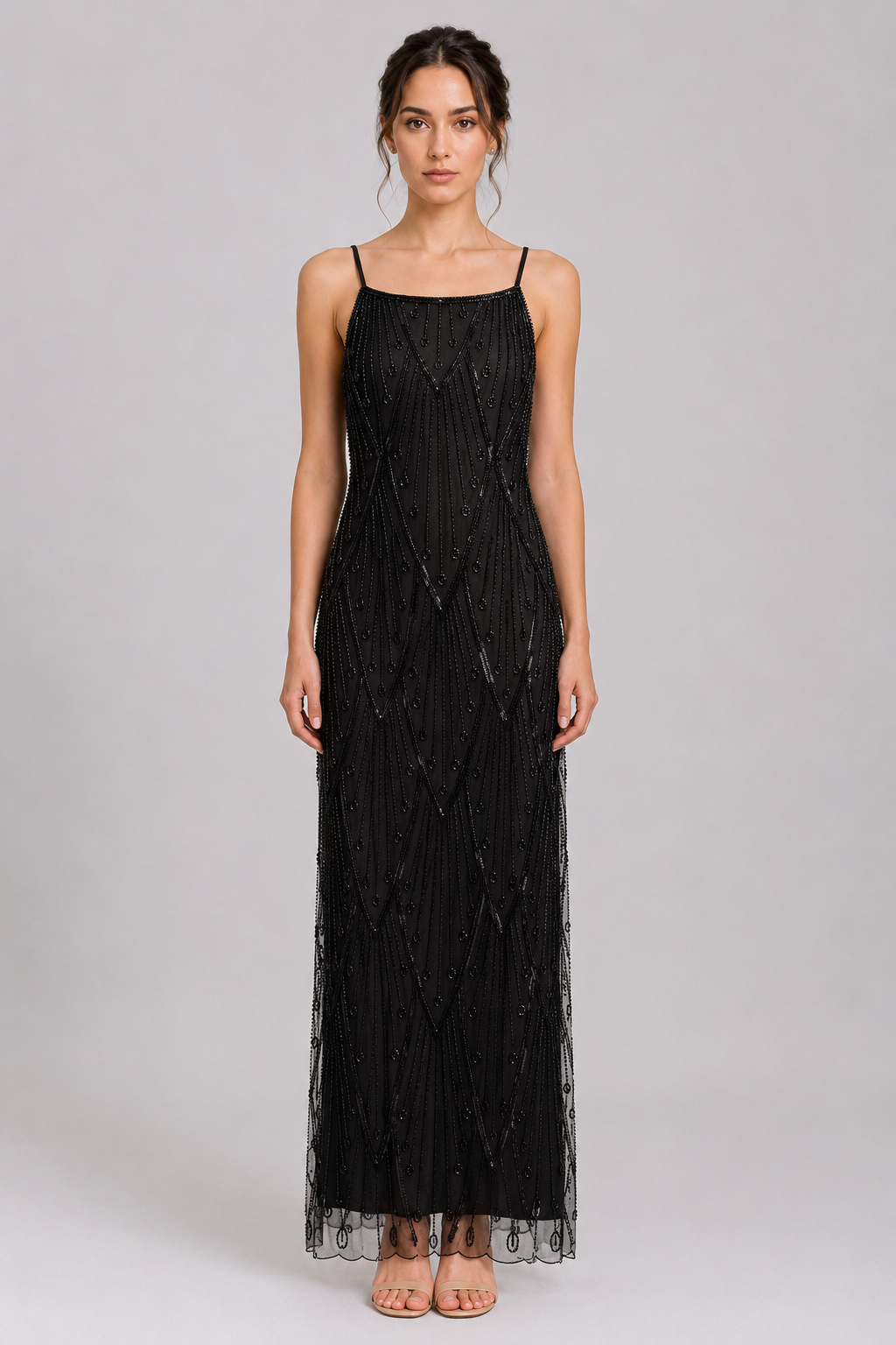 Elegant High-end Custom Long Dress with Heavy Beading for Women