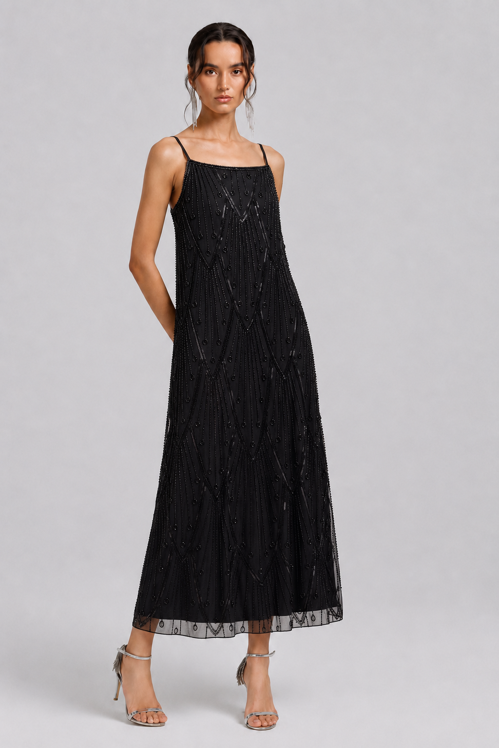 Elegant High-end Custom Long Dress with Heavy Beading for Women
