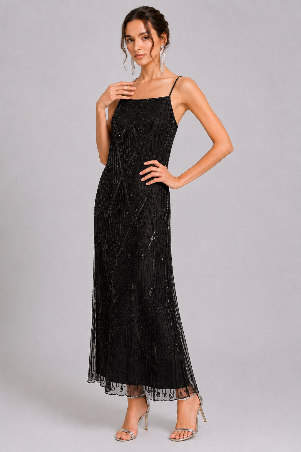 Elegant High-end Custom Long Dress with Heavy Beading for Women