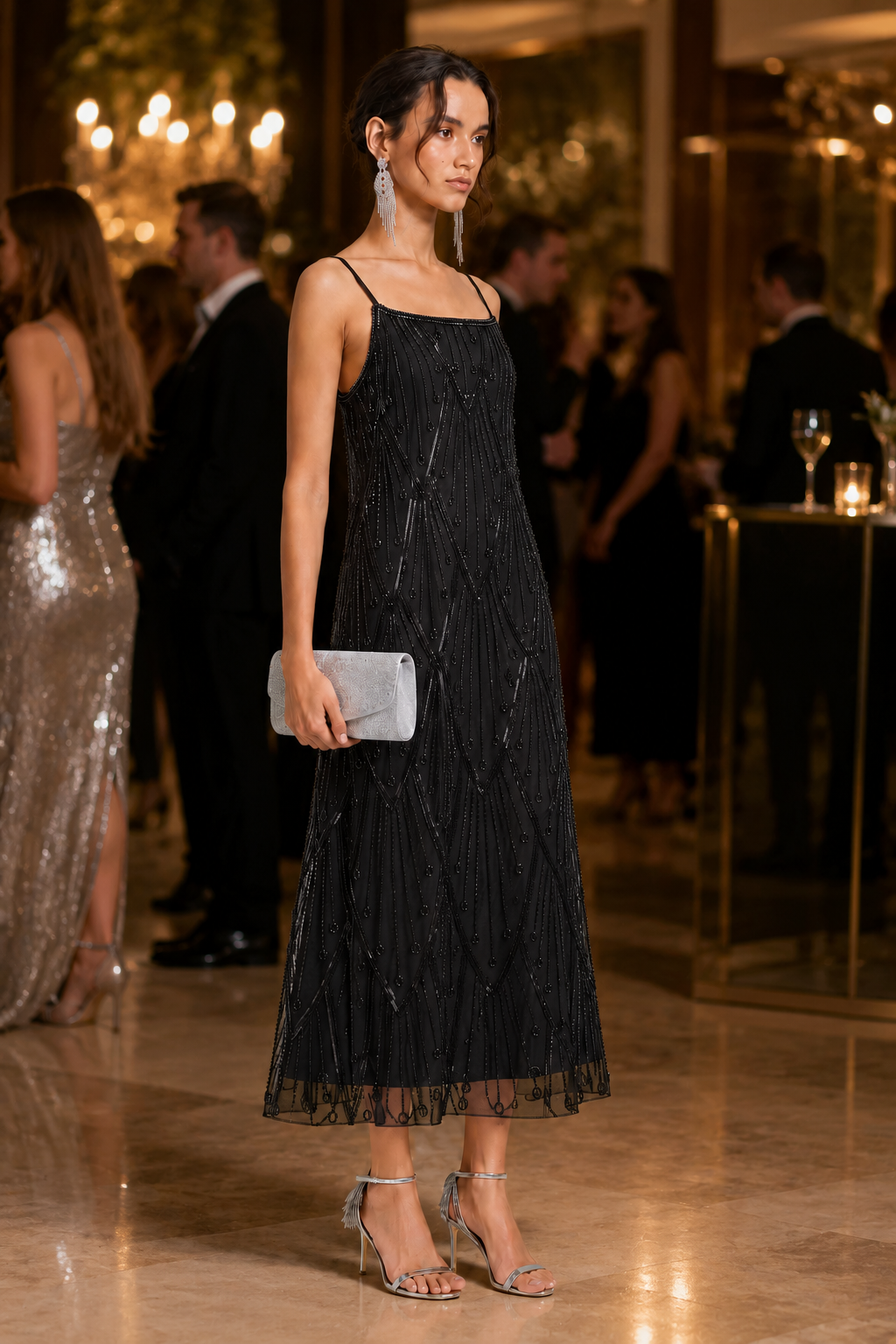 Elegant High-end Custom Long Dress with Heavy Beading for Women
