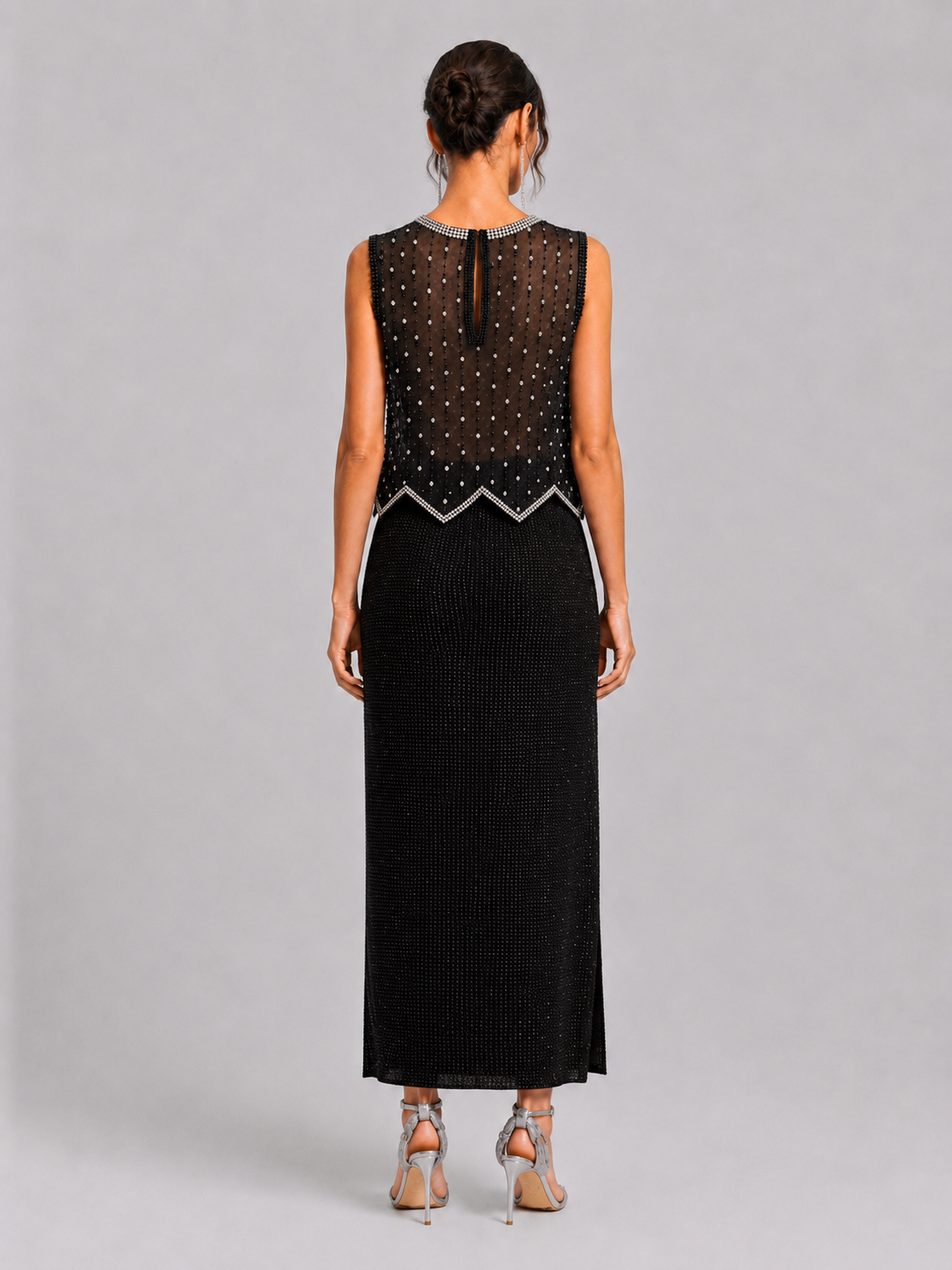 Heavy Rhinestone Bodycon Skirt, Shiny A-line Midi Skirt for Women, New Summer Style