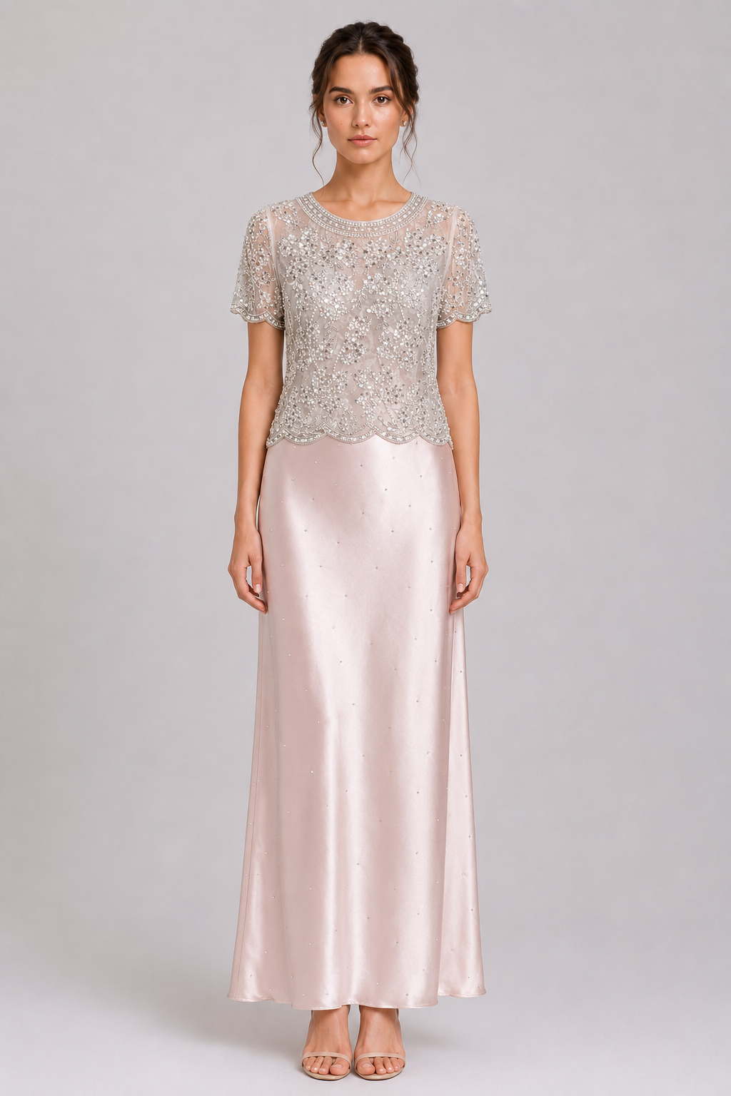 Womens Hand Embellished Floral Tulle Top Wedding Guest Cocktail Formal Blouse
