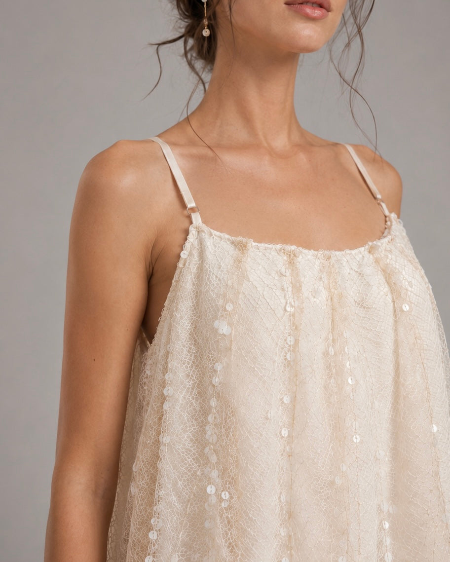 Beaded Fringe Spaghetti Strap Midi Slip Dress Elegant Party Dress