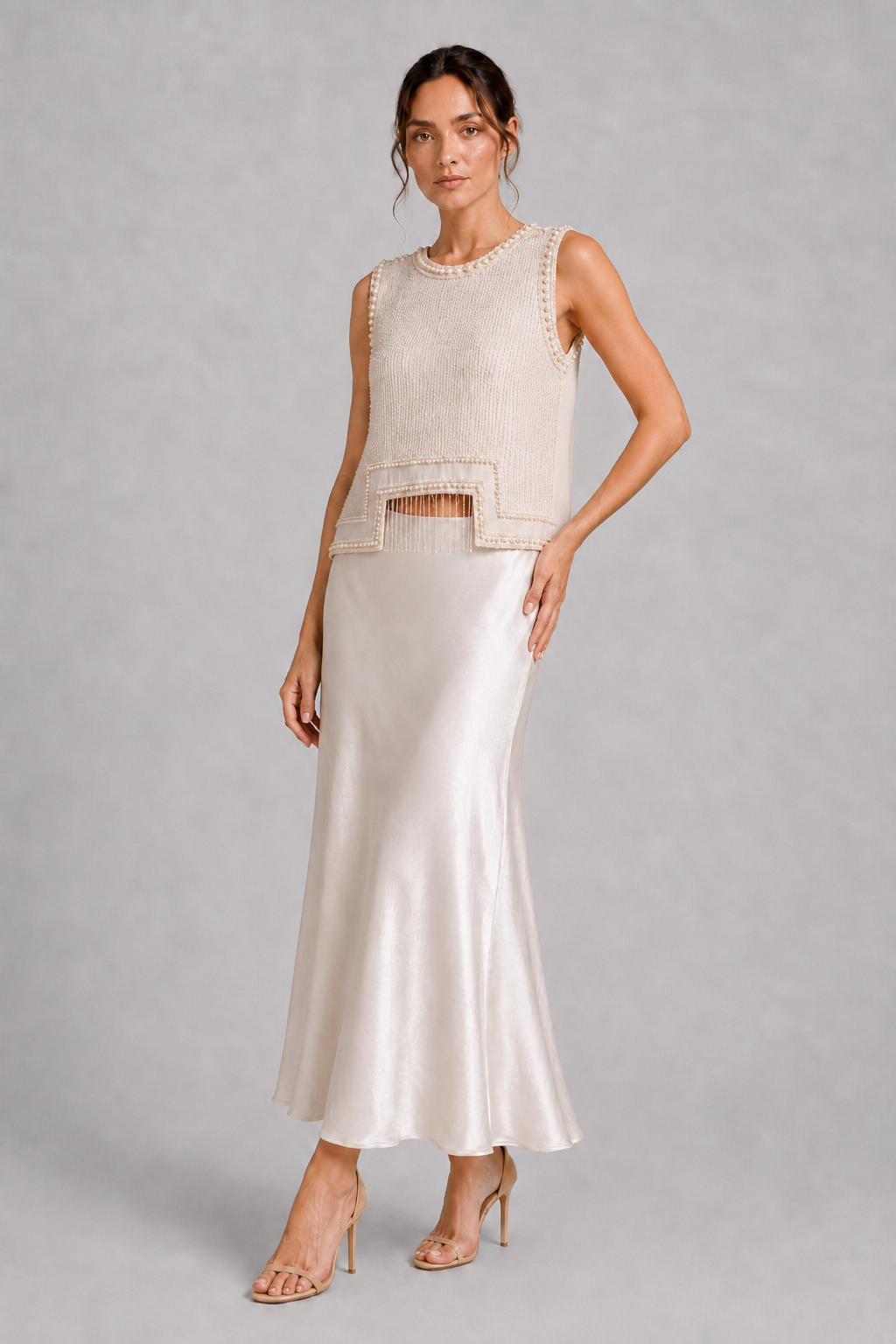 White Satin Maxi Slip Skirt
