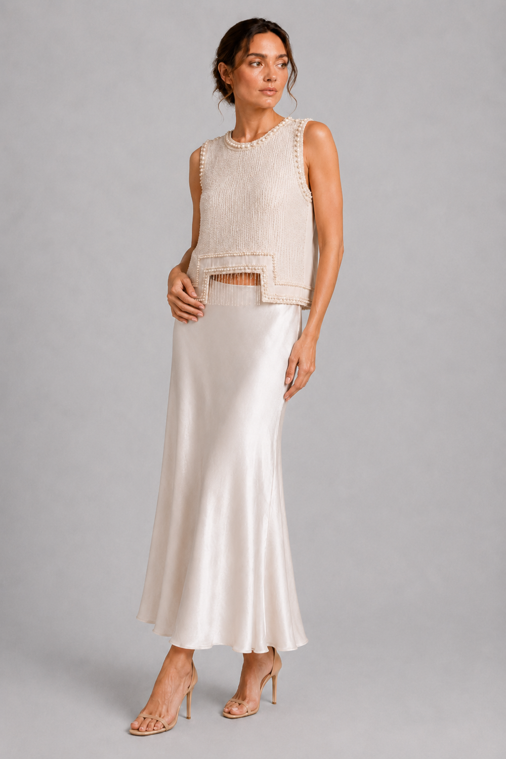 White Satin Maxi Slip Skirt