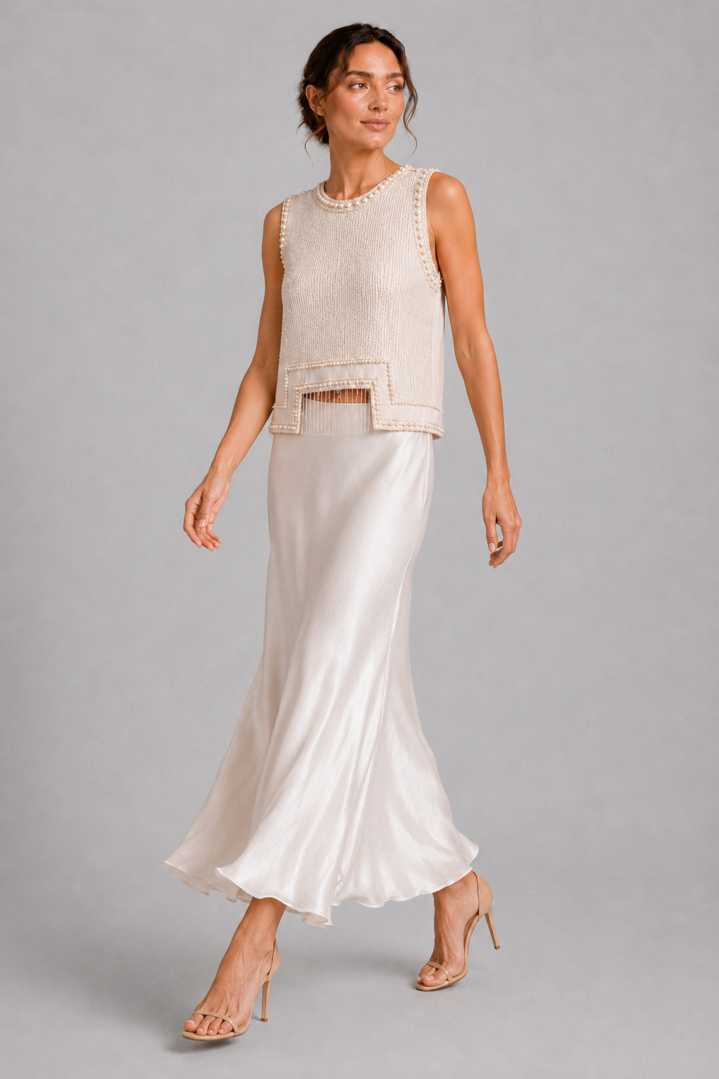 White Satin Maxi Slip Skirt