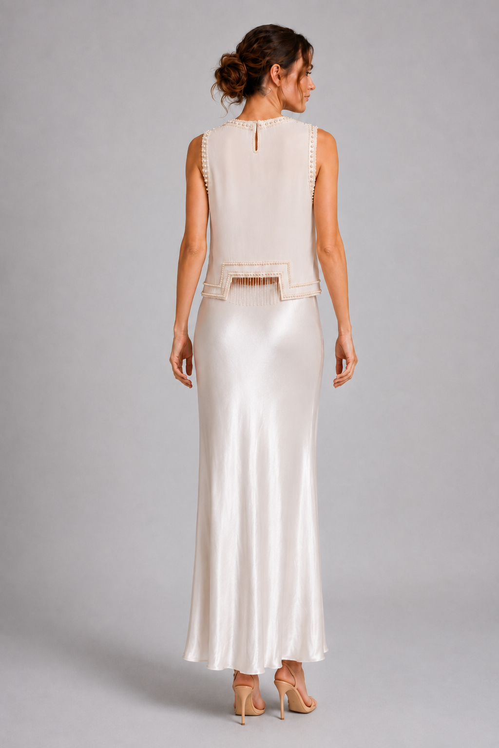 White Satin Maxi Slip Skirt