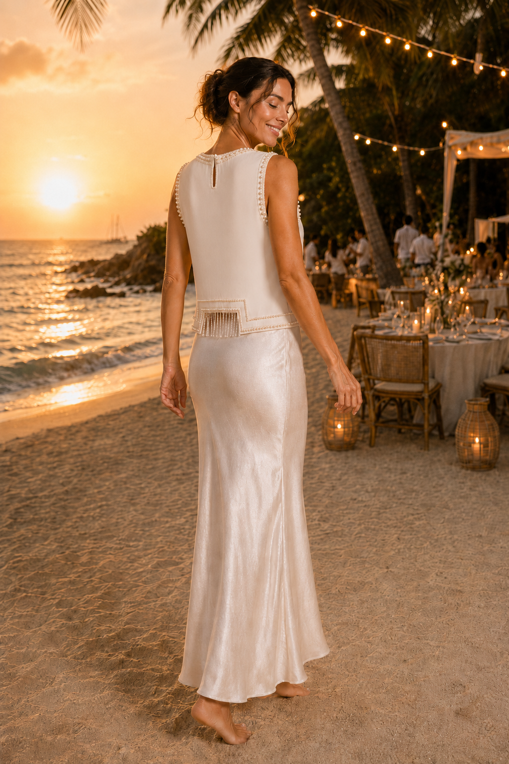 White Satin Maxi Slip Skirt