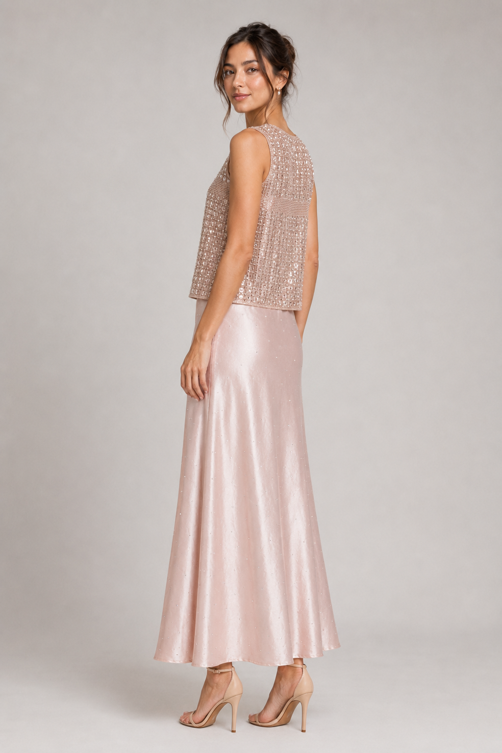 Blush Pink Beaded Sleeveless Tank Top