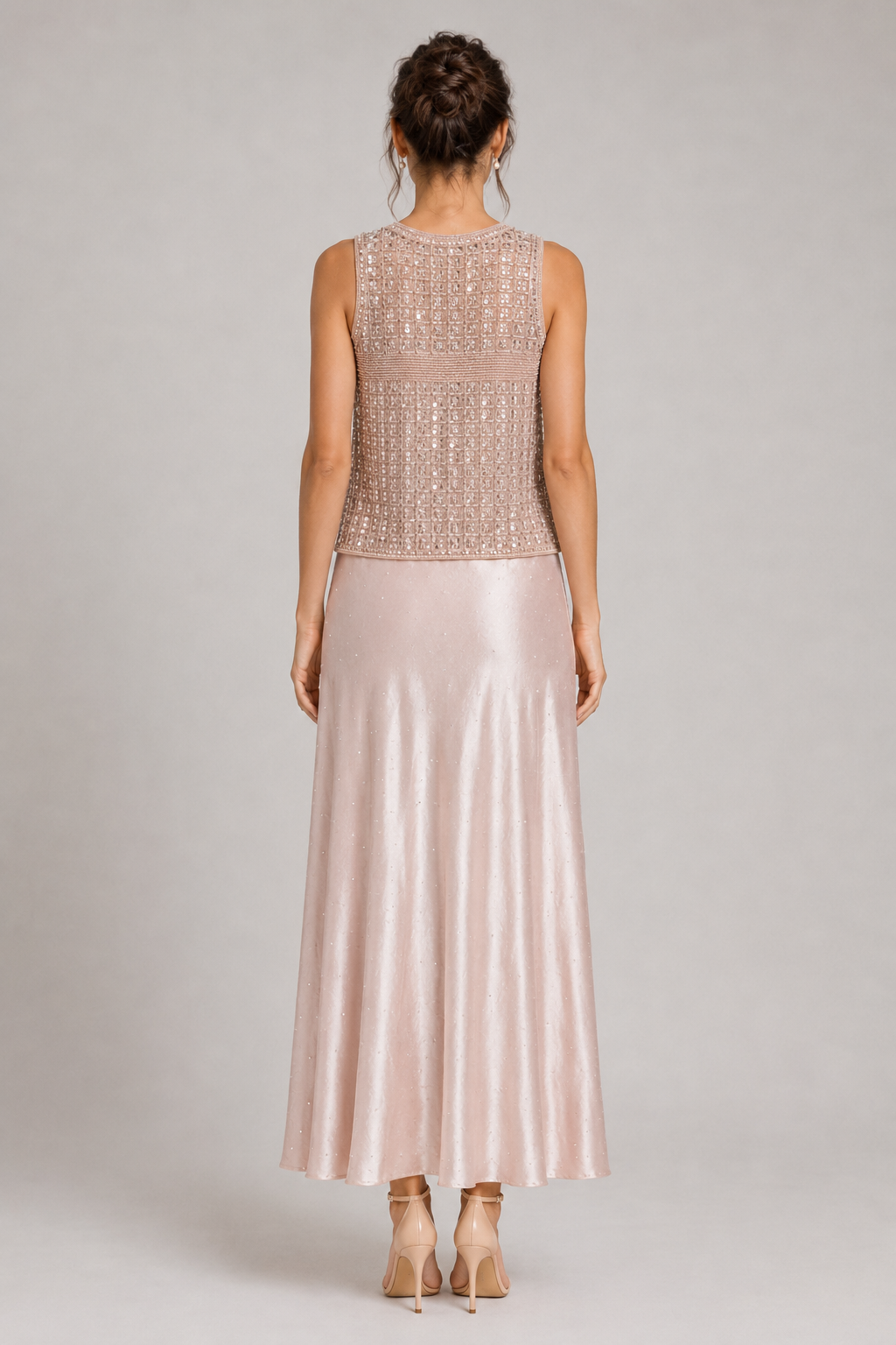 Blush Pink Beaded Sleeveless Tank Top