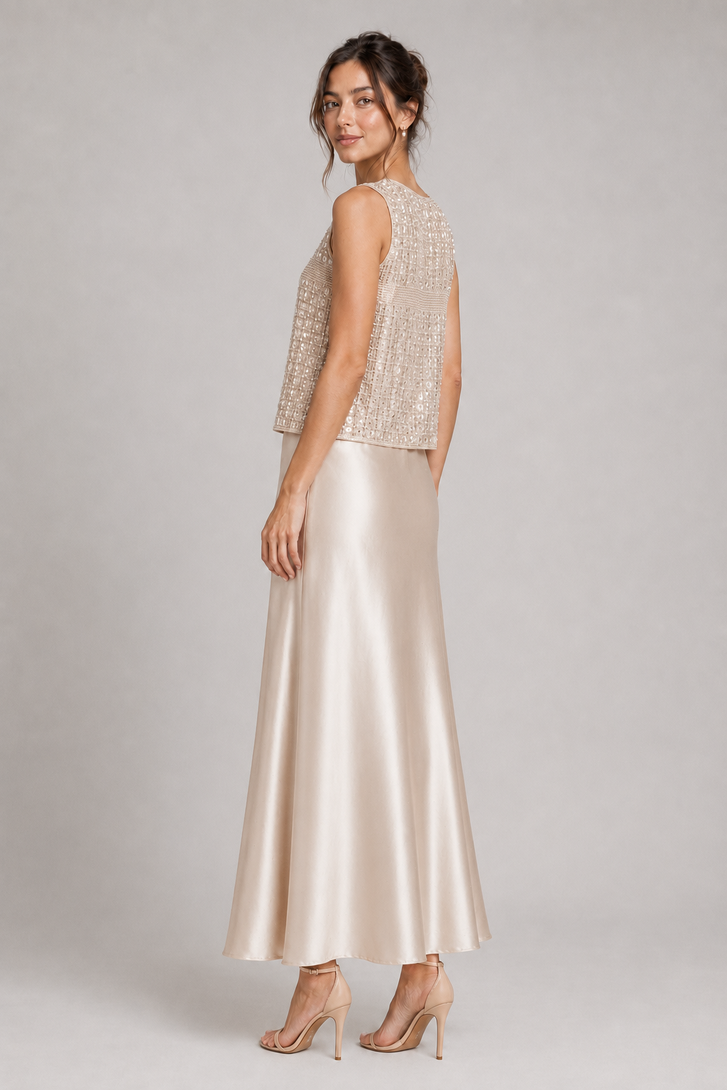 White Satin Maxi Slip Skirt