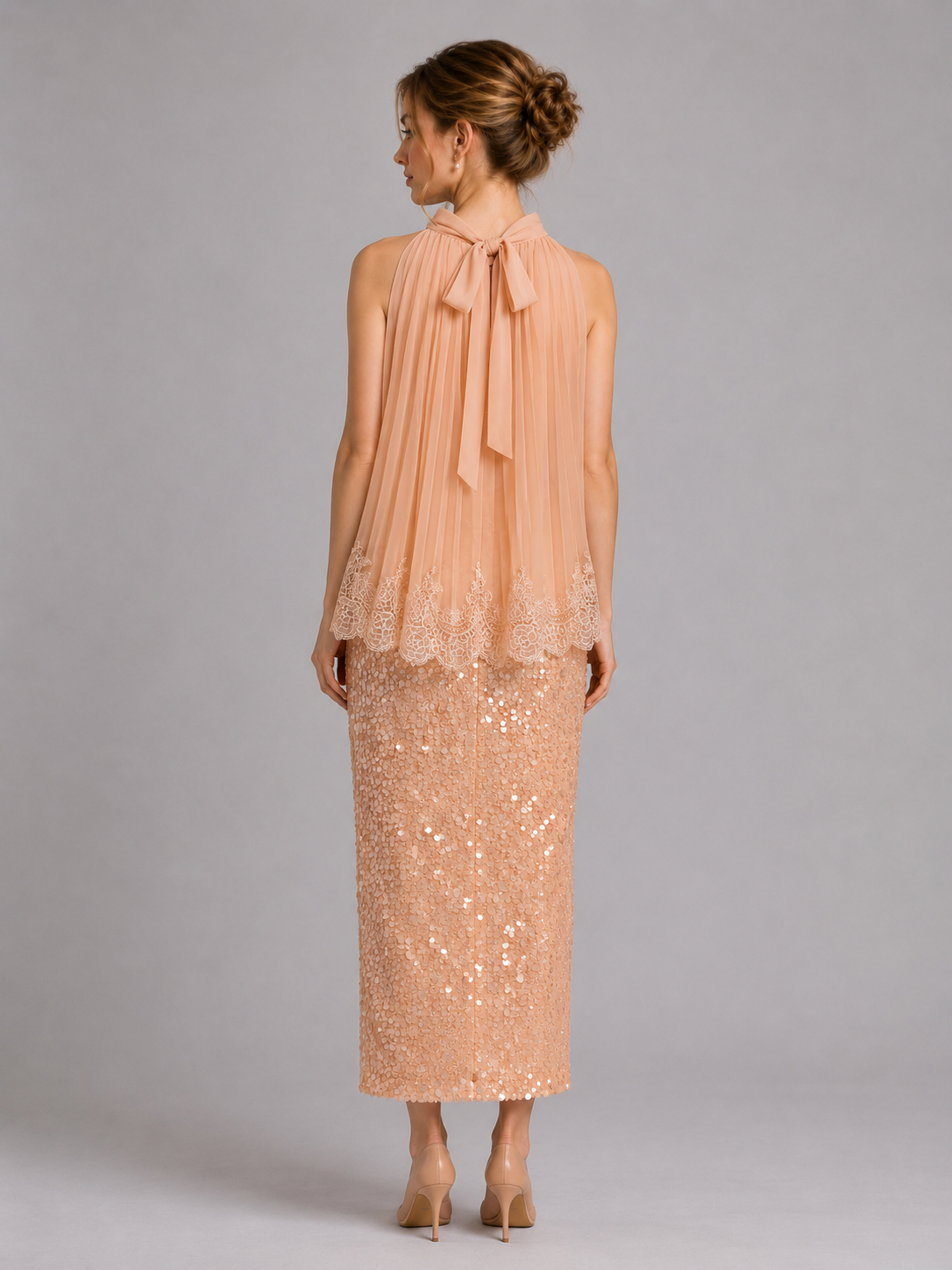 Nude Large Sequin Midi Mermaid Skirt