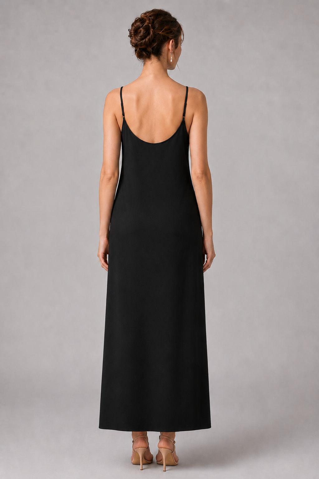 Black Sparkle Lace Midi Formal Dress With Pearl Neck（With built-in slip lining）