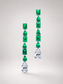 Emerald Linear Drop Dangle Earrings S925 Silver