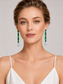 Emerald Linear Drop Dangle Earrings S925 Silver