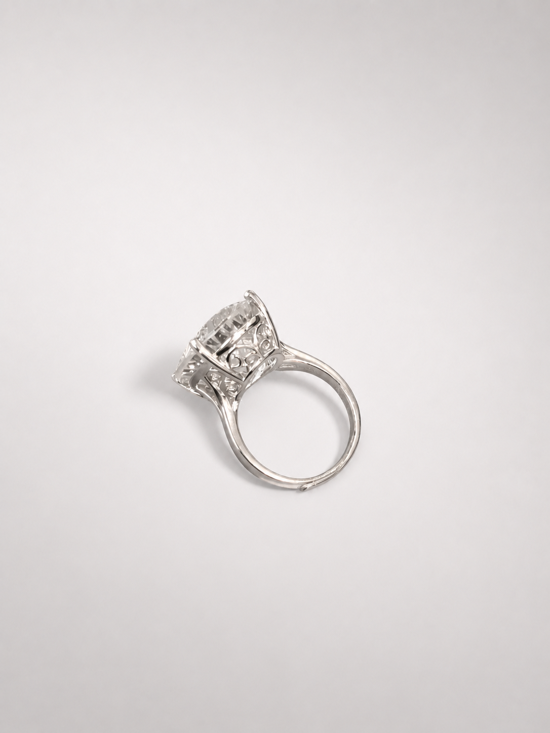 Oval White Crystal 4-Prong S925 Sterling Silver Ring