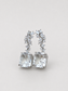 Radiant Cut White Crystal Dangle Earrings S925 Sterling Silver