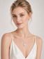 Oval Cut White Crystal Solitaire Pendant Necklace S925 Sterling Silver
