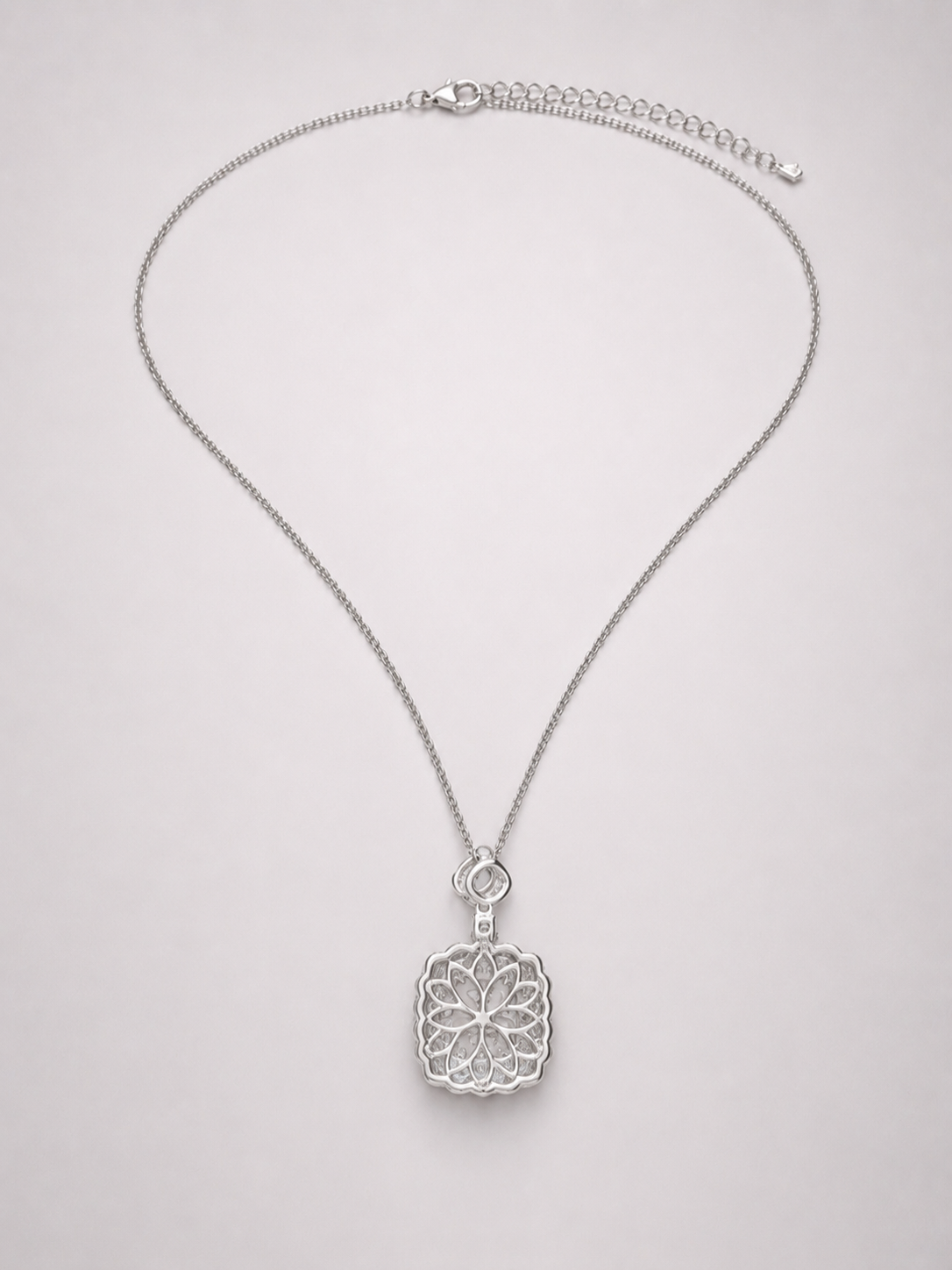Emerald Cut Citrine Halo Pendant Necklace S925 Sterling Silver