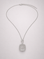 Emerald Cut Citrine Halo Pendant Necklace S925 Sterling Silver