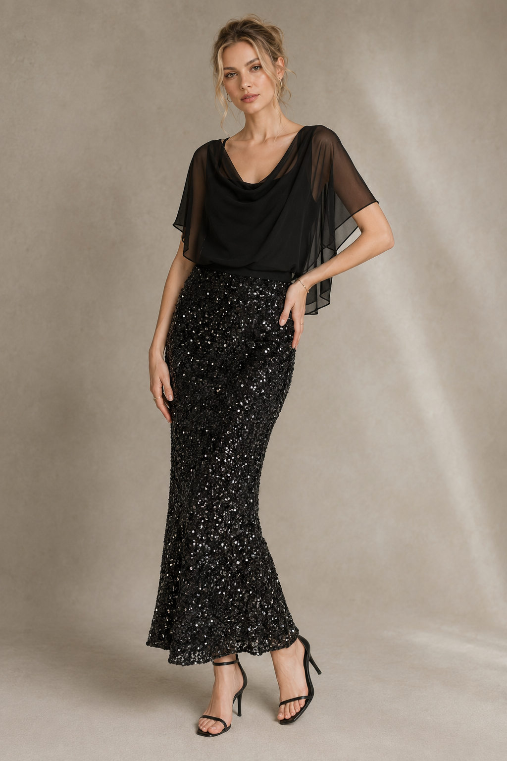 Sequin Mermaid High Waist Midi Skirt