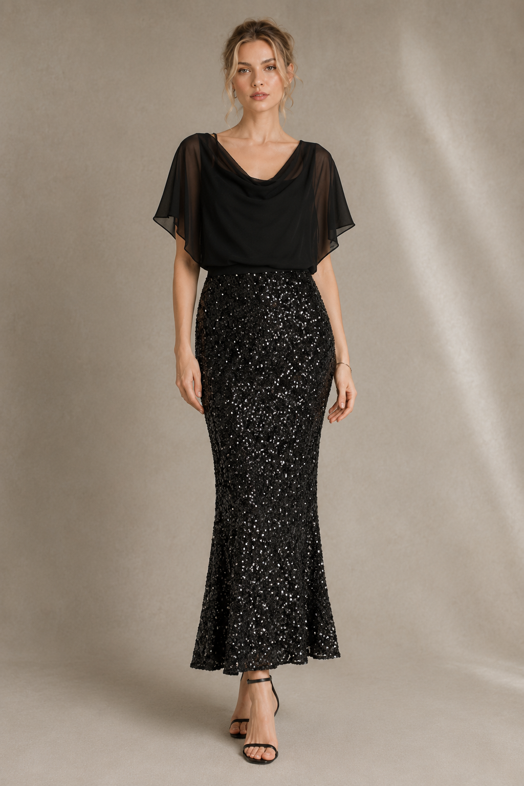 Sequin Mermaid High Waist Midi Skirt