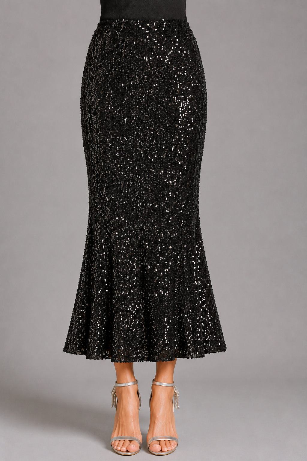 Sequin Mermaid High Waist Midi Skirt