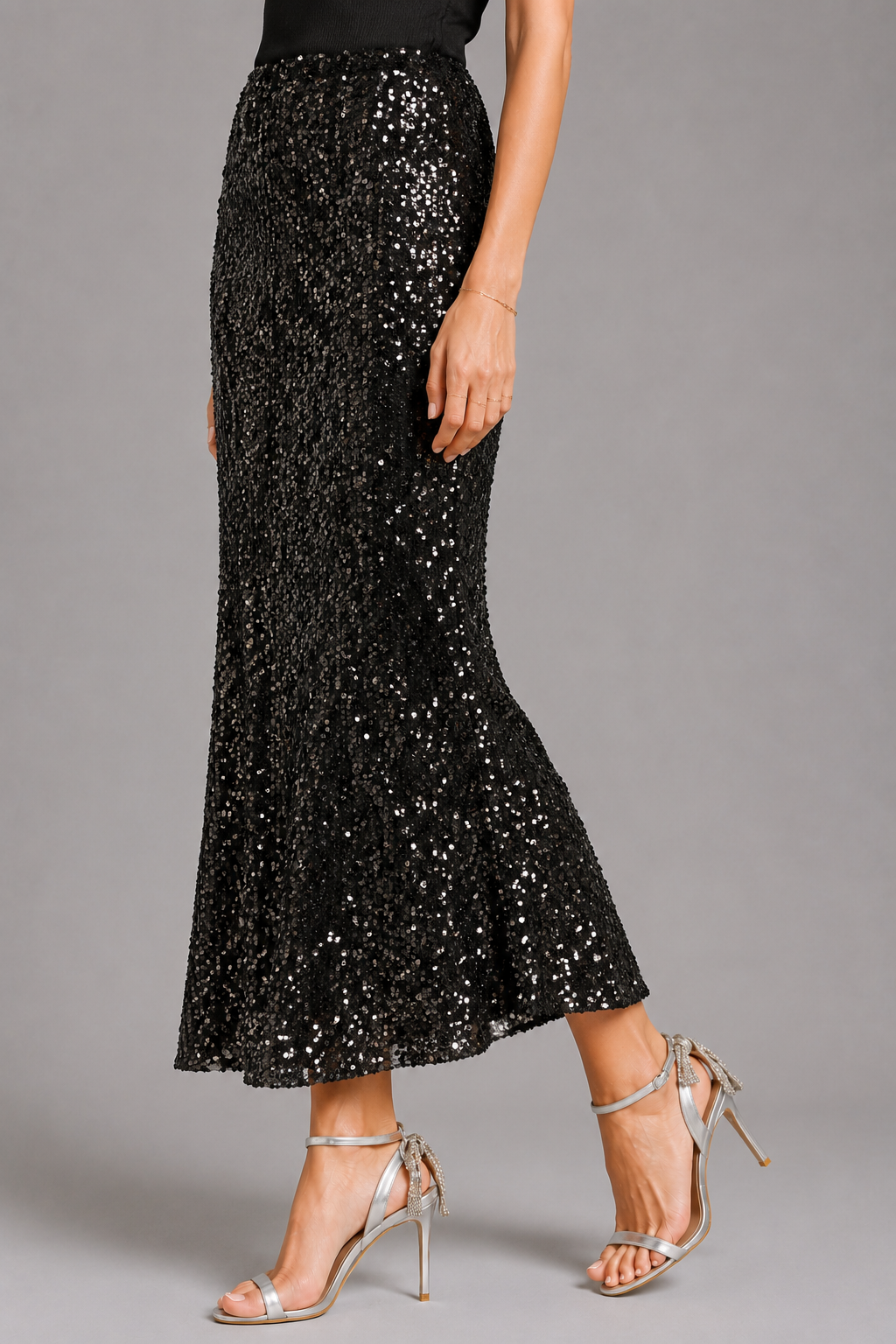 Sequin Mermaid High Waist Midi Skirt