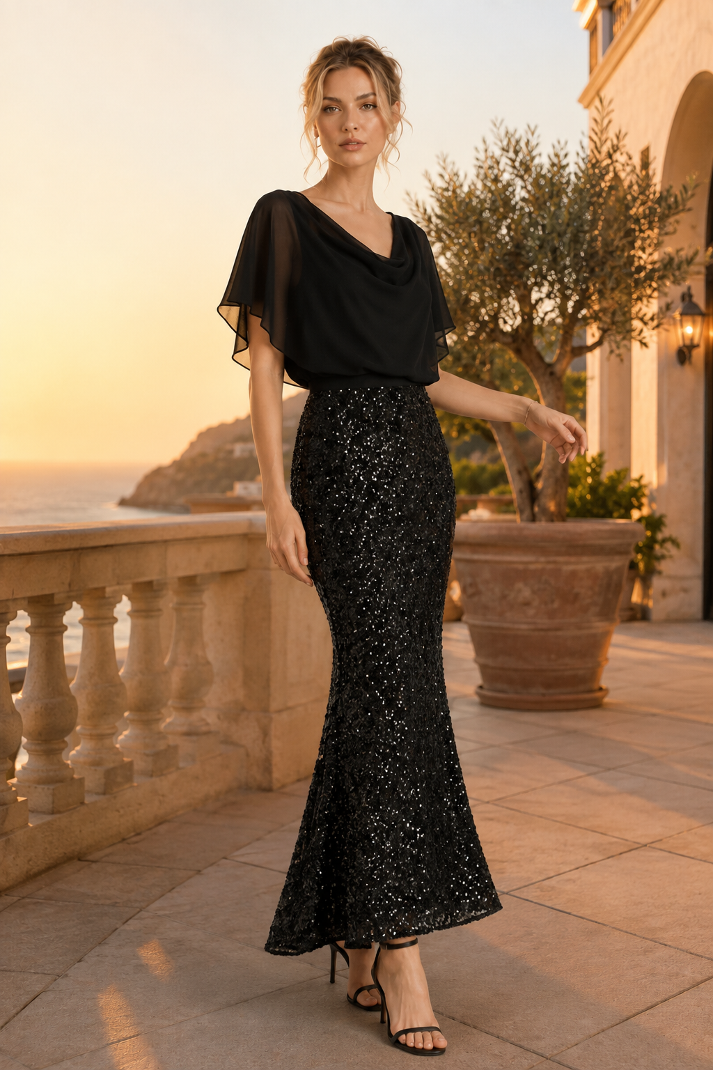 Sequin Mermaid High Waist Midi Skirt