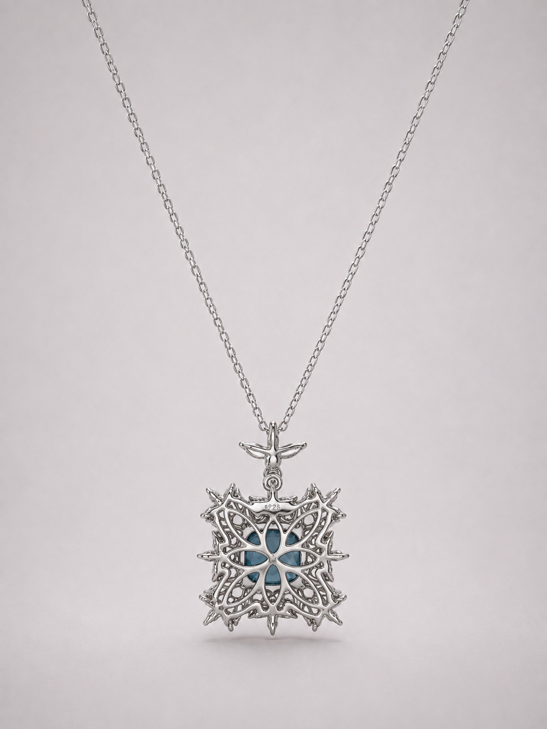 Halo London Blue Topaz Pendant S925 Sterling Silver Necklace