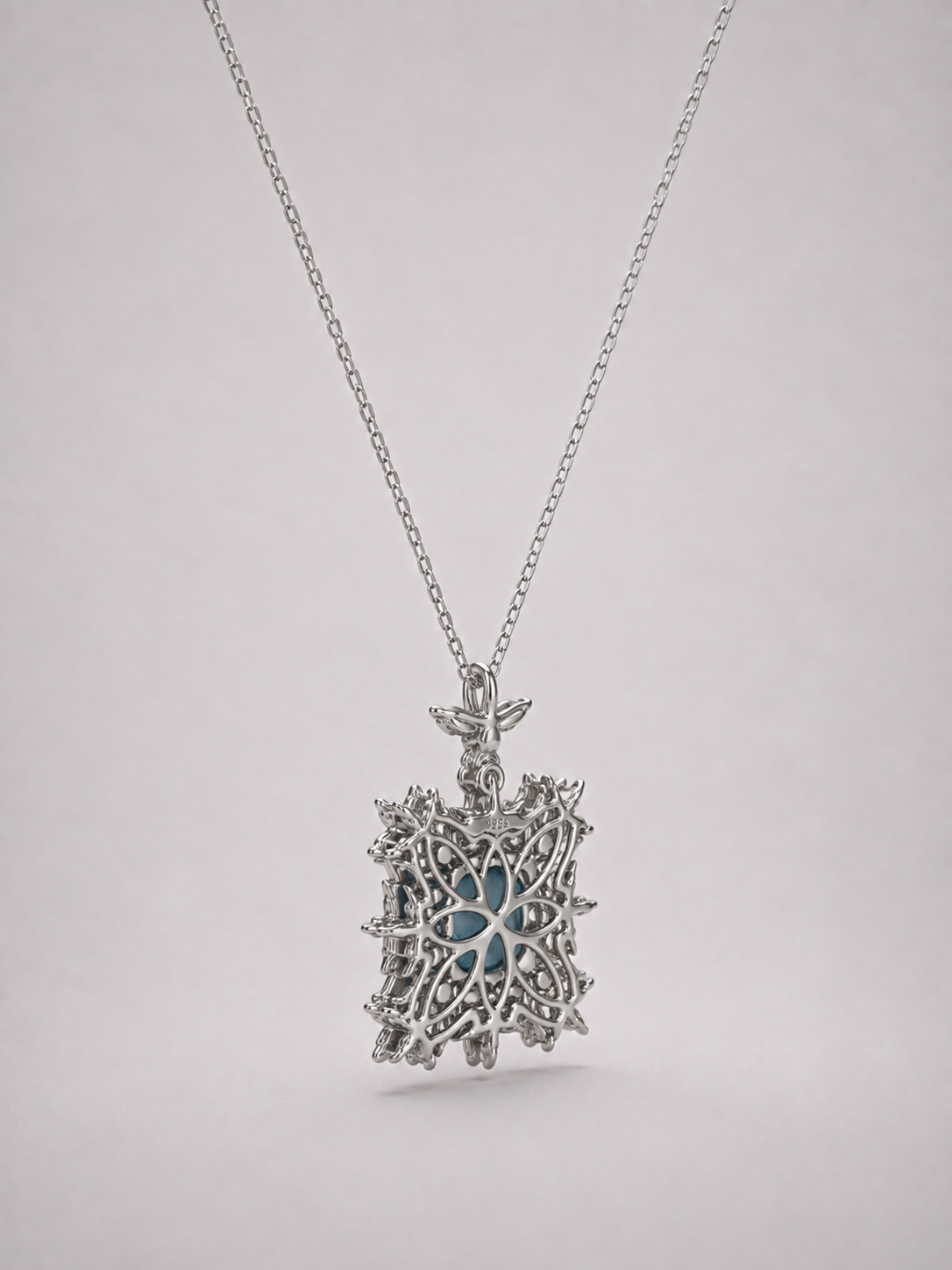 Halo London Blue Topaz Pendant S925 Sterling Silver Necklace