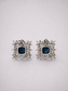 Square Floral Natural London Blue Topaz S925 Silver Stud Earrings