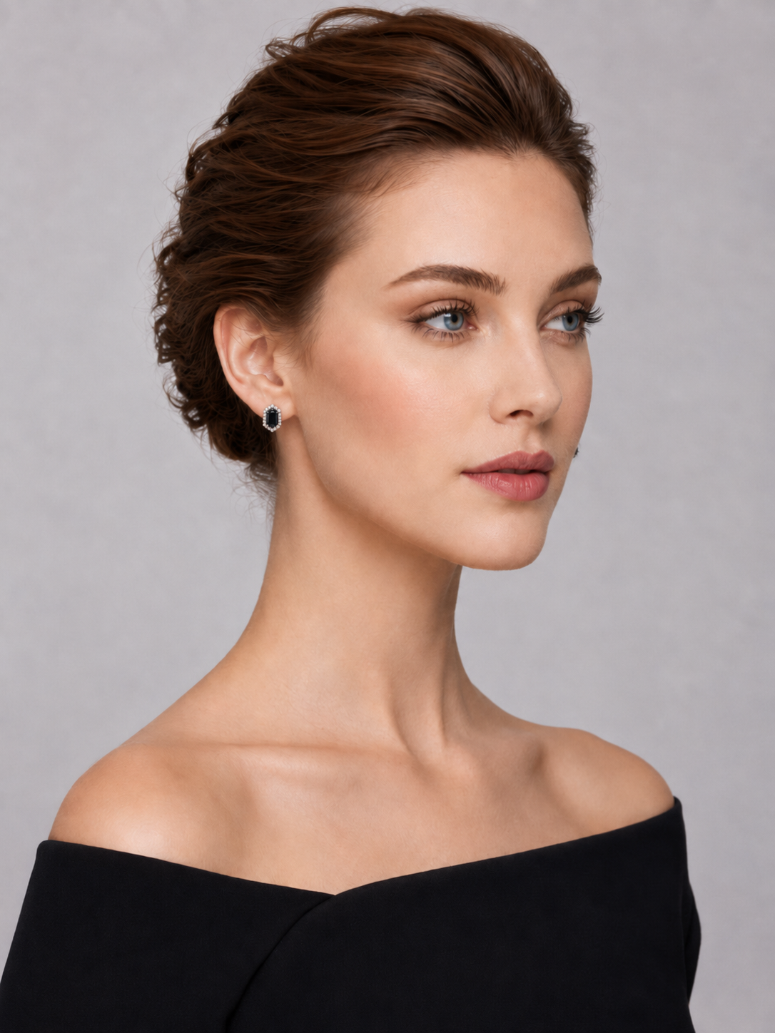 Hexagonal Halo Natural London Blue Topaz S925 Silver Stud Earrings