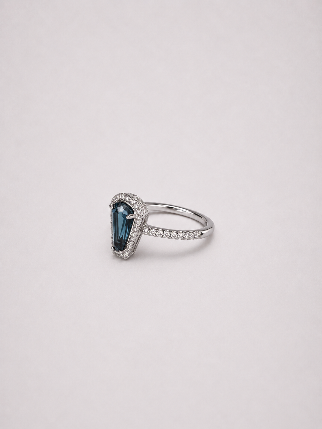 Trapezoidal London Blue Topaz S925 Sterling Silver Halo Ring