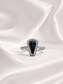 Trapezoidal London Blue Topaz S925 Sterling Silver Halo Ring