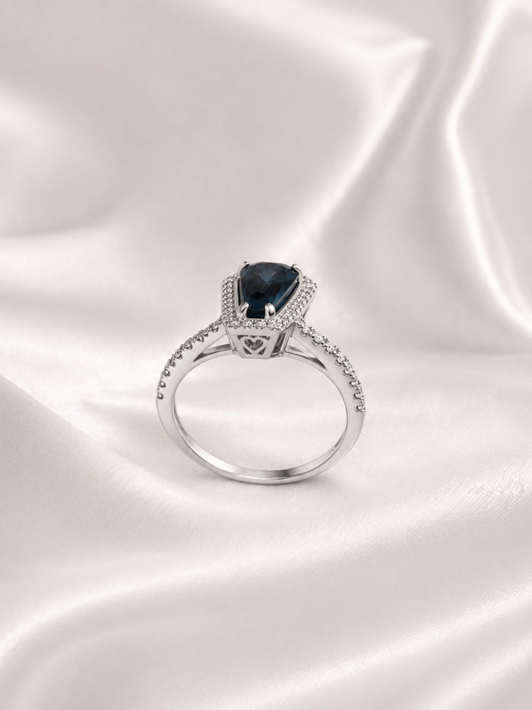 Trapezoidal London Blue Topaz S925 Sterling Silver Halo Ring
