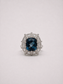 Cushion Cut London Blue Topaz Halo S925 Sterling Silver Ring
