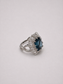 Cushion Cut London Blue Topaz Halo S925 Sterling Silver Ring