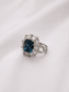 Cushion Cut London Blue Topaz Halo S925 Sterling Silver Ring