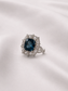 Cushion Cut London Blue Topaz Halo S925 Sterling Silver Ring