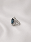 Cushion Cut London Blue Topaz Halo S925 Sterling Silver Ring