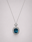 Cushion Cut London Blue Topaz Halo S925 Silver Pendant Necklace