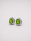 Oval Natural Peridot Halo S925 Sterling Silver Stud Earrings
