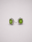 Oval Natural Peridot Halo S925 Sterling Silver Stud Earrings
