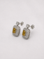 Emerald Cut Citrine Double Halo S925 Sterling Silver Drop Earrings