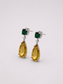 Pear Shape Citrine & Emerald S925 Sterling Silver Drop Earrings