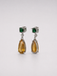 Pear Shape Citrine & Emerald S925 Sterling Silver Drop Earrings