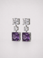 Square Natural Amethyst Tiered S925 Sterling Silver Drop Earrings